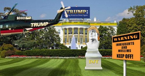 Cartoon: Conquest of the White House? (medium) by Alf Miron tagged donald,washington,house,white,2016,election,usa,president,trump