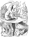 Cartoon: down a rabbit hole in weybridge (small) by John Doherty tagged beatles,lennon,alice,in,wonderland,tenniel