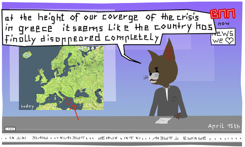 Cartoon: greece away (medium) by Bonville tagged greece,bnn,bonville