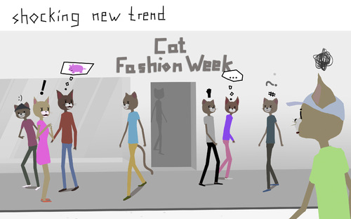 Cartoon: Katzenland Fashion (medium) by Bonville tagged rost,hendrik,mode,fashion,katzenland