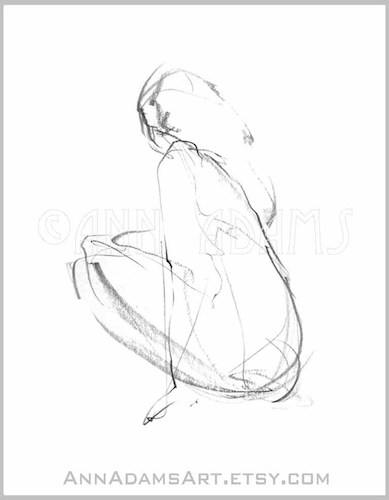 Cartoon: 006 woman figure sketch art (medium) by AnnAdams tagged nude,woman,female,figure,drawing,sketch,art,artwork,pencil,sitting,beautiful,line,black,and,white