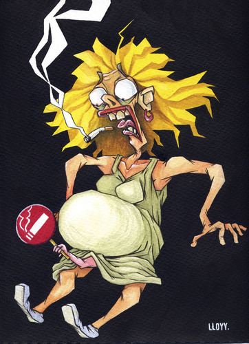 Cartoon: Dont smoke Mama !!! (medium) by lloyy tagged salud,tabaco,maternidad