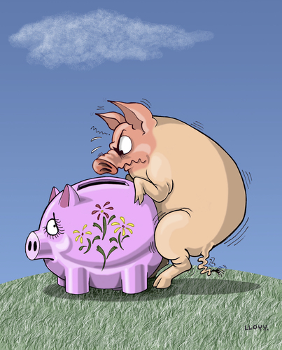 Cartoon: The love is blind (medium) by lloyy tagged love,animals,pig