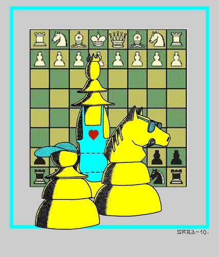 Cartoon: Chess Family (medium) by srba tagged chess,game,queen,knight,pawn