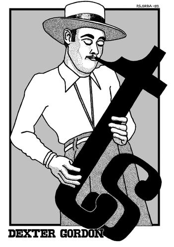Cartoon: Dexter Gordon (medium) by srba tagged people,famous,portraits,saxophone,jazz,musicians