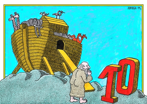 Cartoon: Digital Age (medium) by srba tagged noe,ark,digital,numbers,animals,bible