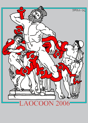 Cartoon: Laocoon 2006 (medium) by srba tagged kosovo,serbia,borders,laocoon