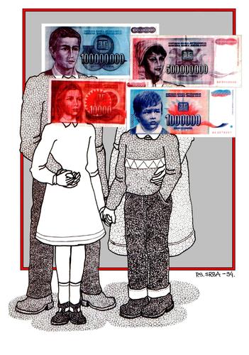 Cartoon: Rich Family (medium) by srba tagged family,money,hyperinflation