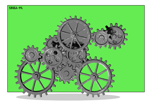 Cartoon: Spirit of  Lance Armstrong (medium) by srba tagged lance,armstrong,pro,cyclist,cycling,bike,machine,mechanism,gears