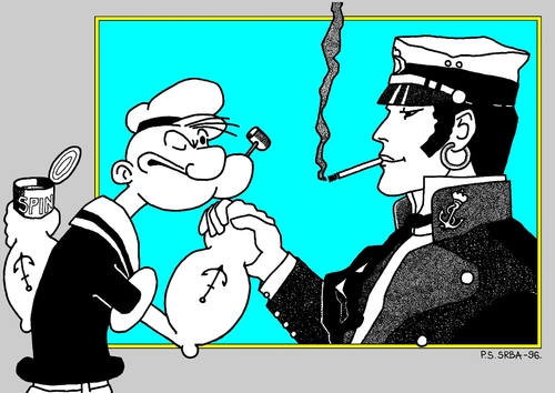 Cartoon: Two Sailors (medium) by srba tagged popeye,corto,armwrestling,comics