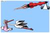 Cartoon: Modern Age (small) by srba tagged birth,death,nature,technology,stork,rocket