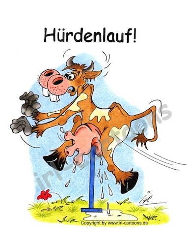 Cartoon: Hürdenlauf (medium) by irlcartoons tagged kuh,hürdenlauf,sport,hindernis,hürde,5prozent,laufdisziplin,leichtathletik,olympia,wahlen,bundestag,politik,kommunalwahl,parteien,mehrheit