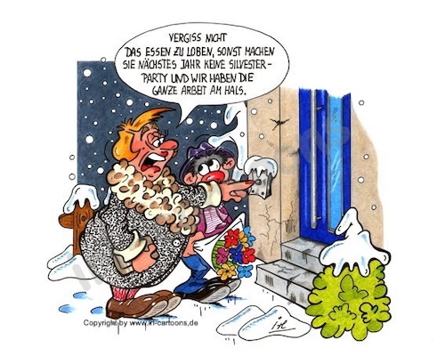 Cartoon: Silvestermenü (medium) by irlcartoons tagged silvester,neujahr,silvestermenü,menü,buffet,dinner,gastgeber,gäste,loabesrede,lobeshymne,bequem,faulpelz,drückeberger,winter,dezember,feier,party,fondue