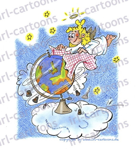 Cartoon: Weihnachtsputz! (medium) by irlcartoons tagged kernenergie,atomkraftwerk,himmel,erde,waffen,krieg,atomenergie,engel,weihnachtsputz,weihnachten,irlcartoons,radioaktiv
