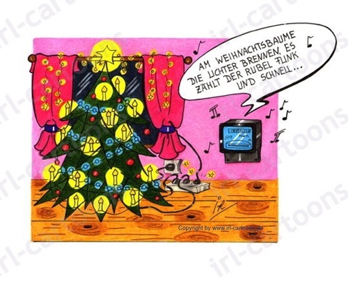 Cartoon: Weihnachtsstimmung (medium) by irlcartoons tagged weihnachten,advent,weihnachststimmung,weihnachtslieder,tannenbaum,lichterkette,energie,energieverbrauch,strom,stromkosten,klima,klimagipfel,umwelt,umweltzerstörung,stromverbrauch,beleuchtung,lampen,led,sparen,energieeffizienz,öko,haushalt,technik,elektrizität