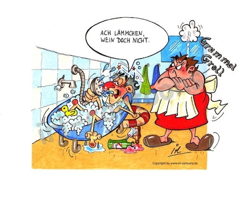 Cartoon: Zu tief ins Glas geschaut (medium) by irlcartoons tagged wein,weinen,alkohol,baden,alkoholsucht,schnaps,ehealltag,beziehung,gefahren,alkoholvergiftung,konsum,alkoholkonsum,gesundheit,getränke,promille,risiko,badewanne,badezimmer,krise,scheidung,delirium,sucht,trinken,leberschaden,ehekrise,krach,paartherapie,alkoholkrankheit,partnerschaft,abhängigkeit,auszeit