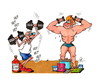 Cartoon: Fitness (small) by irlcartoons tagged fitness,anabolika,hormone,training,ausdauertraining,muskeln,sport,bodybuilding,bizeps,muskelaufbau,aktiv,kraftsport,gesundheit,proteine,senioren,bewegung