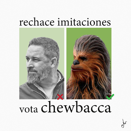 Cartoon: 1.5 Abascal vs Chewbacca (medium) by german ferrero tagged abascal,chewbacca,vox,fascismo,elecciones,franquismo