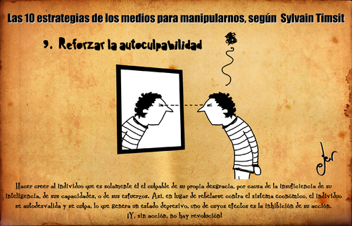 Cartoon: 9. Autoculpabilidad (medium) by german ferrero tagged espejo,autoculpabilidad,top,10,media,manipulation,strategies,tipsit,sylvain,ger,estrategias,manipulacion,prensa,press