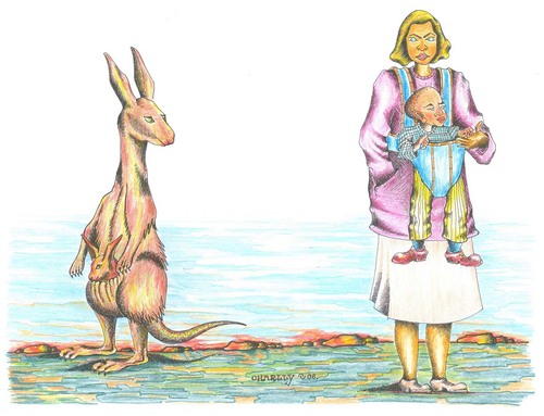 Cartoon: kangaroo (medium) by charlly tagged kangaroo