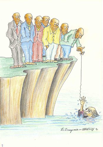 Cartoon: rescue (medium) by charlly tagged homo,homini,lupus