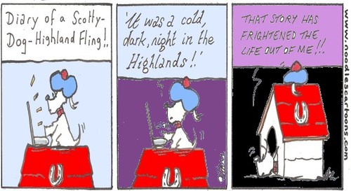 Cartoon: creepy story! (medium) by noodles cartoons tagged art,cartoon,book,writing,scotland,highlands