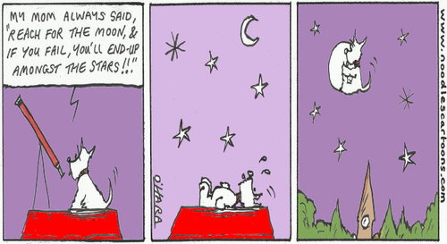 Cartoon: Reach for the moon!.. (medium) by noodles cartoons tagged hamish,telescope,stars,moon