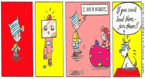 Cartoon: robotic!. (medium) by noodles cartoons tagged robot,hamish,scotty,dog,sunny,coco