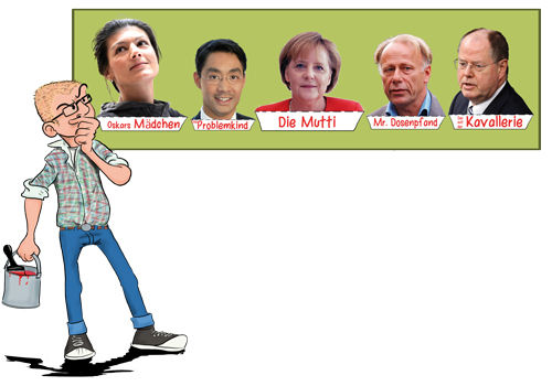 Cartoon: Die Qual der Wahl (medium) by 1234rock tagged langeweile,wahl,merkel,roesler,trittin,wagenknecht