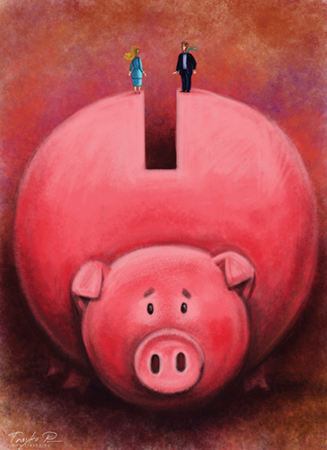 Cartoon: Money (medium) by trayko tagged money,love,saving,spend