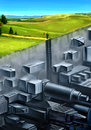 Cartoon: The City (small) by trayko tagged city,natura,choise,way