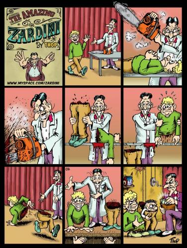 Cartoon: Chainsaw Boogie (medium) by thopman tagged humor,mild,gore,cartoon,comic,strip,