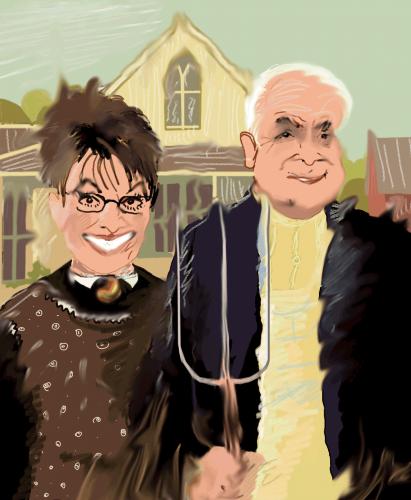 Cartoon: American Gothic (medium) by Bravemaina tagged palin,mccain,presidential,elections,usa