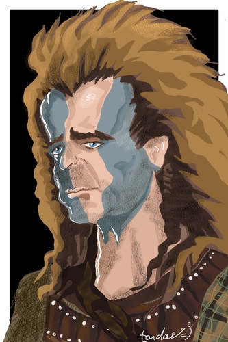 Cartoon: Mel Braveheart Gibson (medium) by Bravemaina tagged braveheart,william,wallace,mel,gibson,scotland