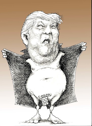 Cartoon: Donald and the wall (medium) by Hugo_Nemet tagged donald,trump