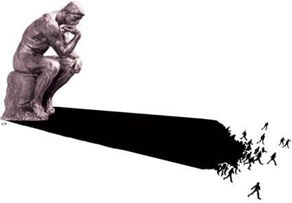 Cartoon: The Thinker (medium) by Mihail tagged thinking,shadow