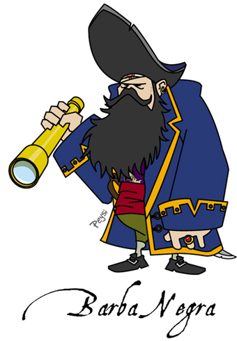 Cartoon: Barba Negra (medium) by ELPEYSI tagged barba,negra,telescopio,pirata,malo