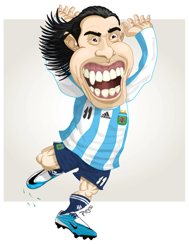 Cartoon: TEVEZ (medium) by ELPEYSI tagged carlitos,tevez,elapache,argentina,albiceleste,11