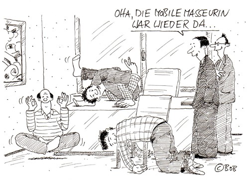 Cartoon: ... (medium) by Christian BOB Born tagged büro,arbeit,fit,massage,kg,fertig,müde,job,bob,büro,arbeit,fit,massage,kg,fertig,müde,job,beruf,arbeitsplatz,körper,gesundheit,stress,sport