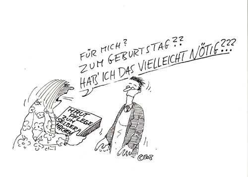 Cartoon: Für mich ? (medium) by Christian BOB Born tagged geburtstag,geschenk,volltreffer,freude,dankeschön,geburtstag,geschenk,volltreffer,freude,dankeschön,hautpflege,männer,frauen,beziehung,partnerschaft