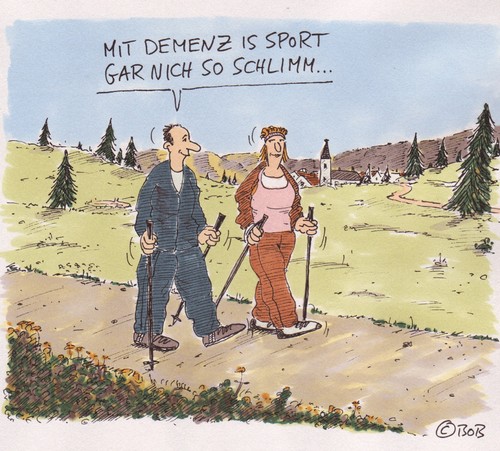 Cartoon: Is so! (medium) by Christian BOB Born tagged sport,demenz,vergessen,nordicwalking