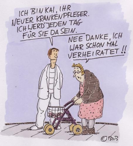 Cartoon: Kai (medium) by Christian BOB Born tagged krankenpflege,verheiratet,rollator,alt,jung,pflege,altenpflege,betreuung,alt,alter,gesundheit,oma,opa,großeltern,körper,hilfe,unterstützung,altersheim,rentner,rentenempfänger,altenheim,pfleger,krankenpfleger,krankheit,senior,senioren,seniorenheim,fürsorge,rollator,jung,verheiratet,beziehung,partnerschaft