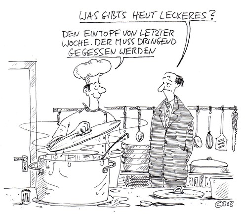 Cartoon: Lecker lecker (medium) by Christian BOB Born tagged eintopf,küche,koch,essen,verdorben,letzte,woche,leckerli,lecker