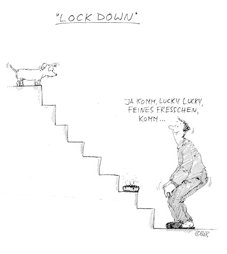 Cartoon: Lucky Lucky... (medium) by Christian BOB Born tagged pandemie,lockdown,corona,haustiere,fressen,lucky,pandemie,lockdown,corona,haustiere,fressen