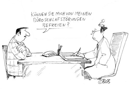 Cartoon: Nix leichter (medium) by Christian BOB Born tagged arbeit,büro,schlaf,schlafen,angestellter,arzt,patient,schlafmittel,arbeit,büro,schlaf,schlafen,angestellter,arzt,patient,schlafmittel