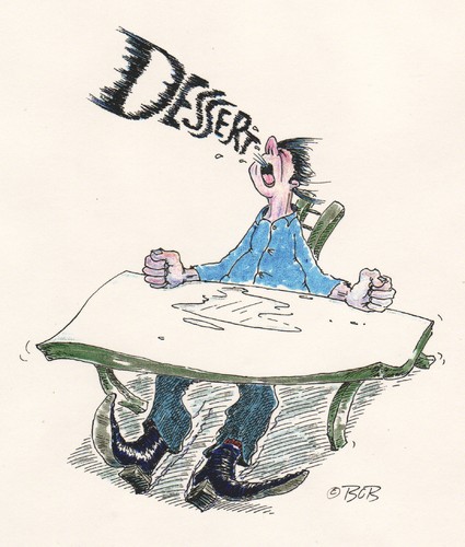 Cartoon: ...ohne Titel... (medium) by Christian BOB Born tagged süßes,nachtisch,brüll,hunger,eßkultur,süßes,brüll,hunger,eßkultur,essen,restaurant,gastronomie