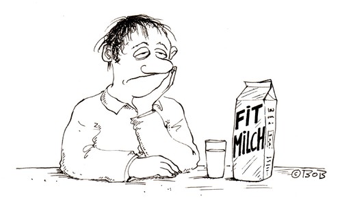 Cartoon: Tja... (medium) by Christian BOB Born tagged müde,fit,wach,milch,schlapp,weiß,auch,nich,müde,fit,wach,schlapp,milch,motivation,depressionen,depression,lust,laune,faul,faulheit,frühstück