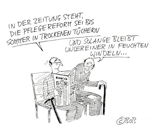 Cartoon: trockene tücher (medium) by Christian BOB Born tagged pflegereform,alter,windeln
