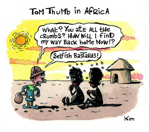 Cartoon: Tom Thumb In Africa (medium) by Kim Duchateau tagged tom,thumb,africa