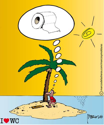 Cartoon: Naufrago Castaway (medium) by marcosymolduras tagged naufrago,castaway,isla,island